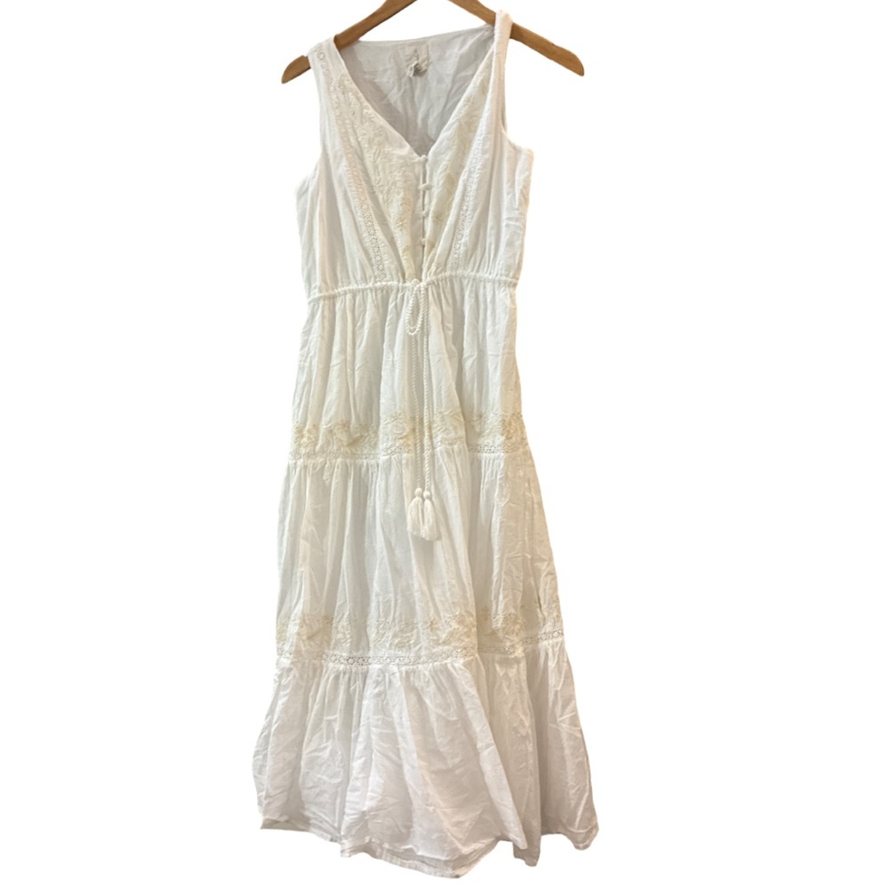 Joie Cream Maxi Dress with Tassel Tie - Picture 3 of 12